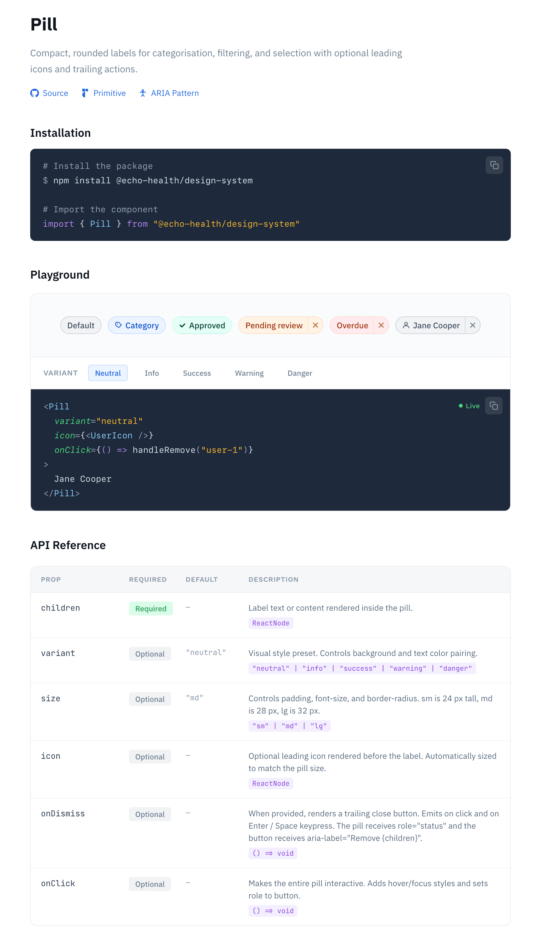 Component Documentation and Playground