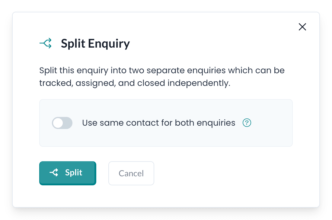 Split enquiry dialog