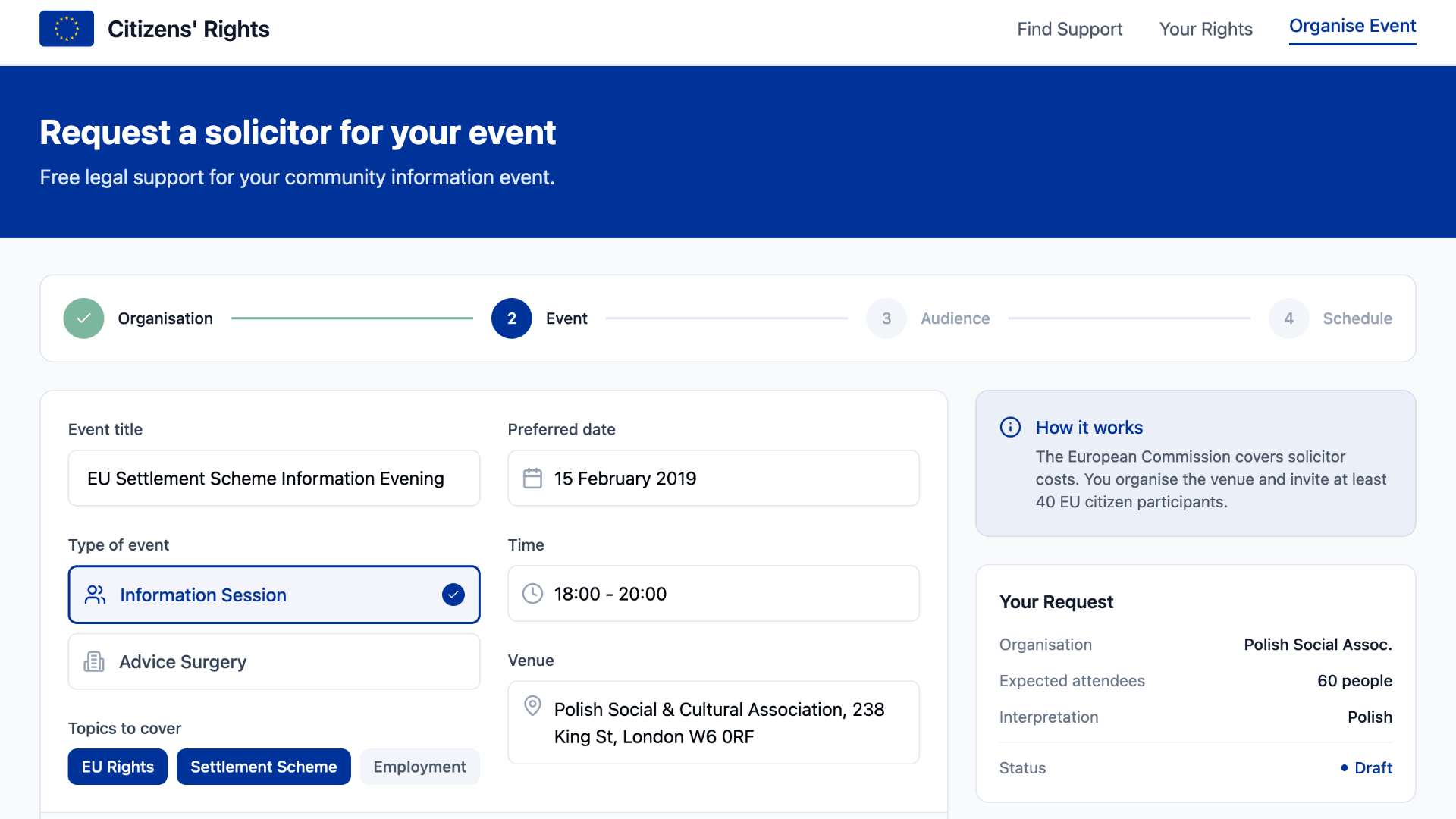 A digital platform for the European Commission to support EU citizens in the UK during Brexit