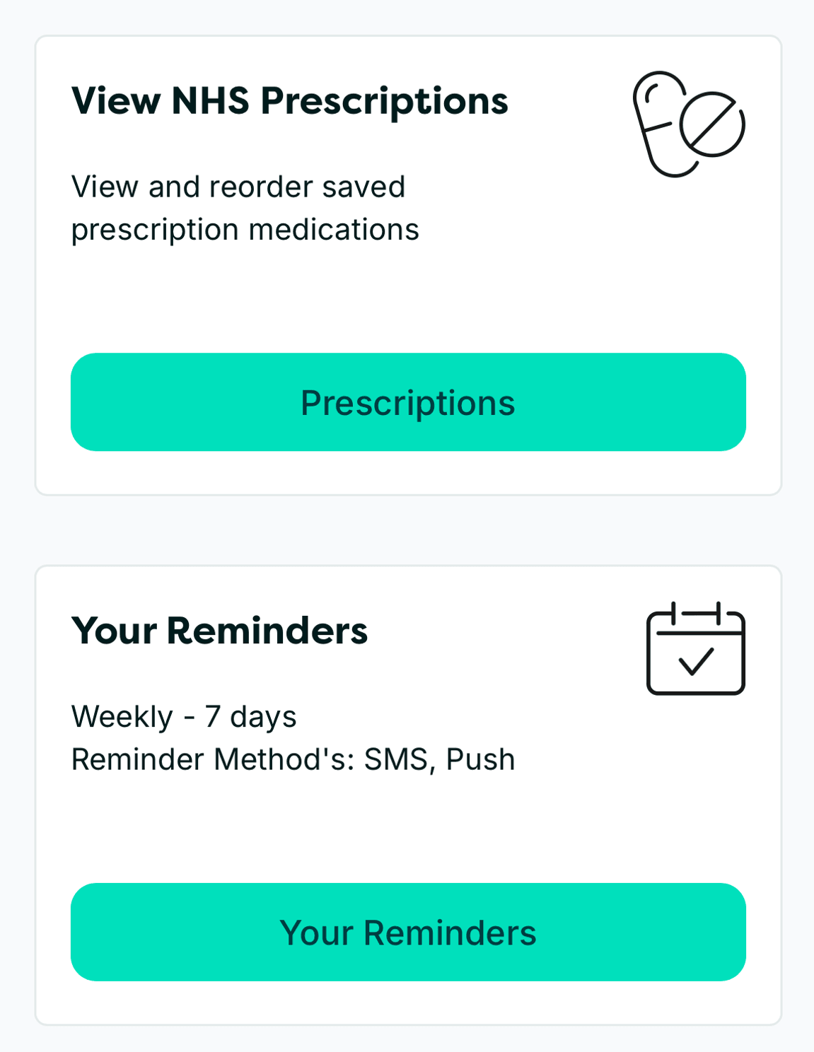 Pharmacy2U prescriptions screen